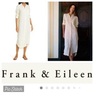 Frank & Eileen Rory Maxi Washed Linen Pale Yellow Shirtdress